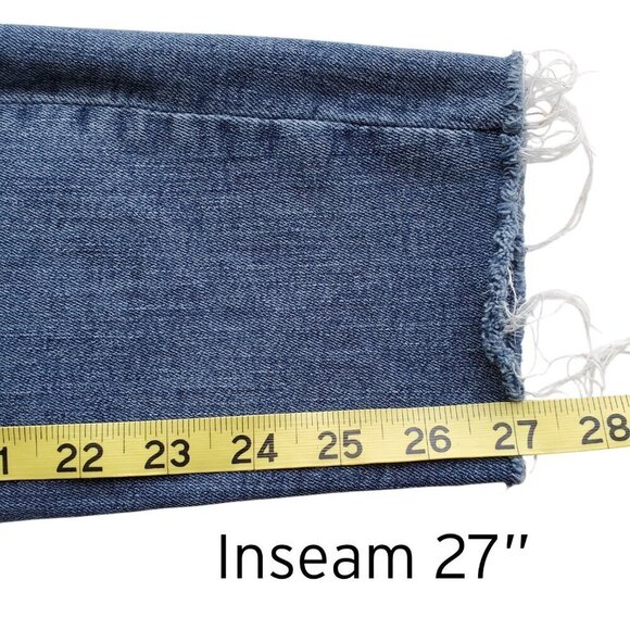 Banana Republic Mid Rise Mr. Skinny Raw Hem Ripped Knee Jeans Big Sur Wash 29 - Picture 9 of 12